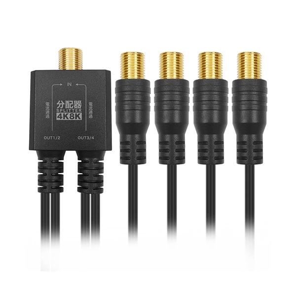 [3セット] ホーリック アンテナ4分配器 極細ケーブル一体型 10cm ブラック F型接栓メス AP-718BBX3