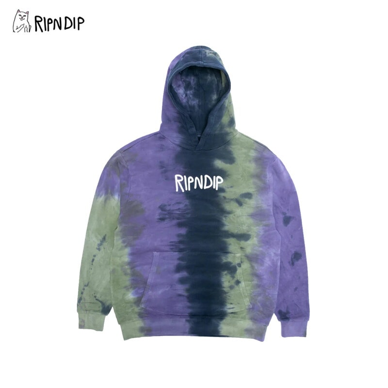 リップンディップ Ripndip Rubber Logo HoodieSage Slate Tie Dye スウェット フード プルオーバー パーカー 男性用 メンズ [AA]