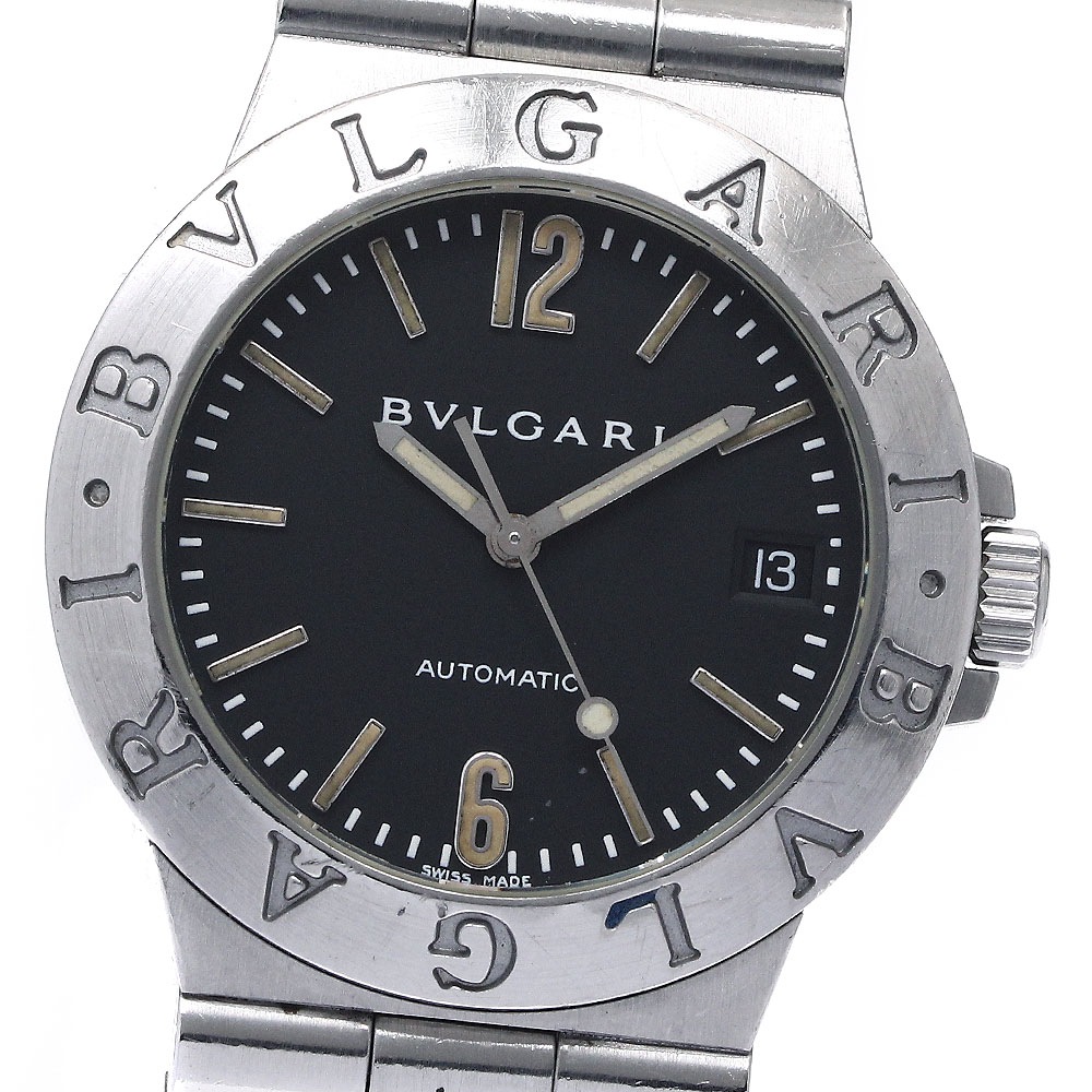 訳あり ブルガリ BVLGARI LCV35S ディアゴノ デイト 自動巻き メンズ 保証書付き_868186【中古】