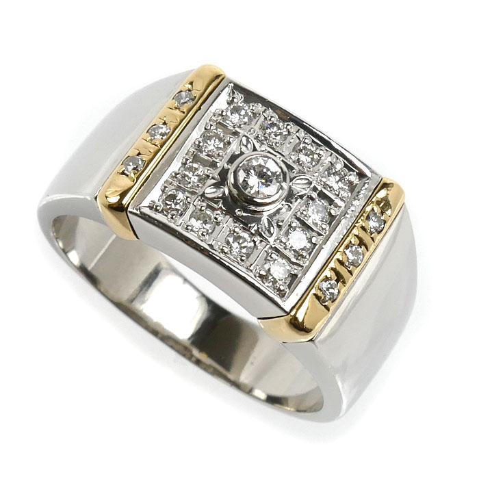 Pt900/K18YG リング・指輪 ダイヤモンド0.08ct 20.5号 15.0g メンズ 中古 美品