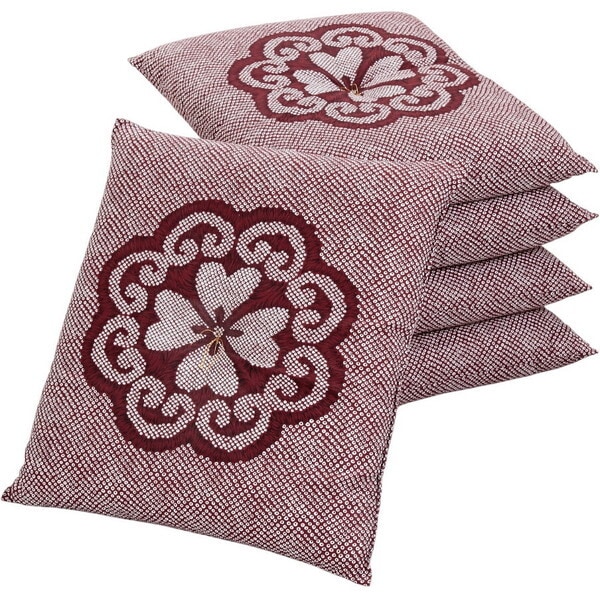 ファミリー・ライフ 日本製 小紋柄座布団カバー同色5枚組 エンジ(a3507320) メーカー直送