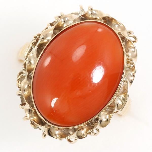 K10 10金 YG イエローゴールド リング 指輪 11号 サンゴ ジュエリー 中古