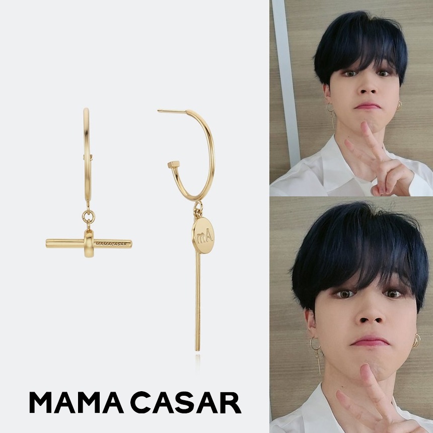 BTS 防弾少年団[MAMA CASAR] MJ0S1E229SC人気 BTS jimin 着用 アビーロードローイングフープアンバルシルバーイヤリングイエロー ジミン 韓国ファッション