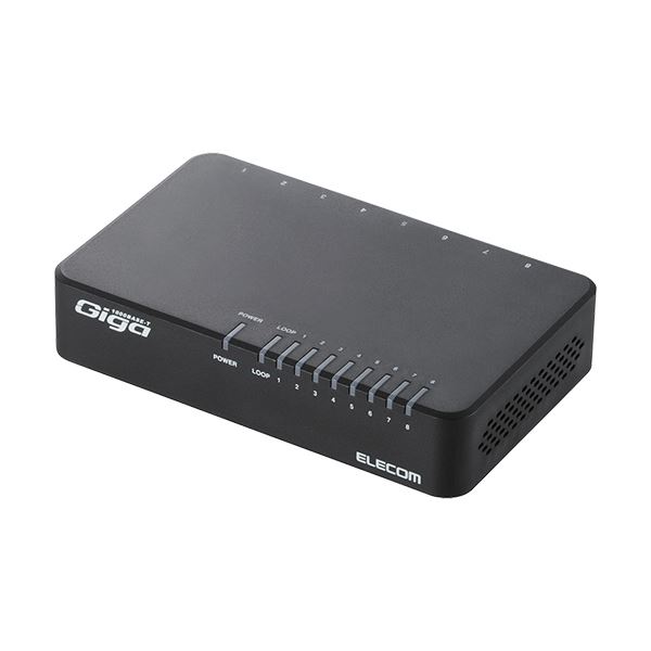(まとめ) エレコム 1000BASE-T対応スイッチングハブ 8ポート プラスチック筐体 ブラック EHC-G08PA2-B 1台 (×5セット)