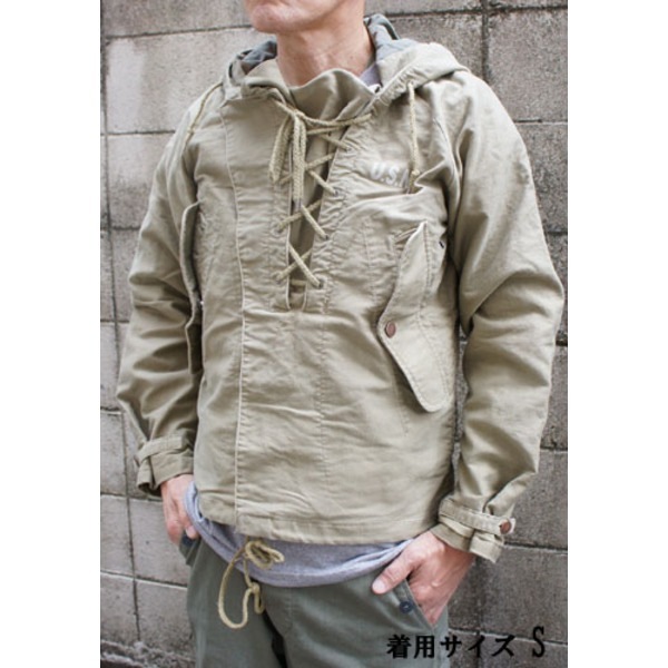 アメリカ 海軍 ウェット ウェザー パーカー ジャケット Mサイズ カーキ 綿100％ 撥水 米軍 レプリカ ミリタリーウェア 軍モノ