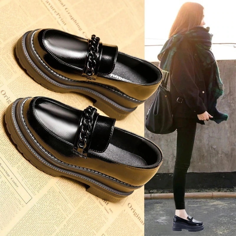 厚底シューズ 厚底ローファー 韓国ファッション 厚底靴 美脚百掛け ローファー レディース 通勤ファー靴 ウェッジソール パンプス母の日