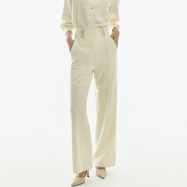 P3723 ツーバックル ピンタック スラックス