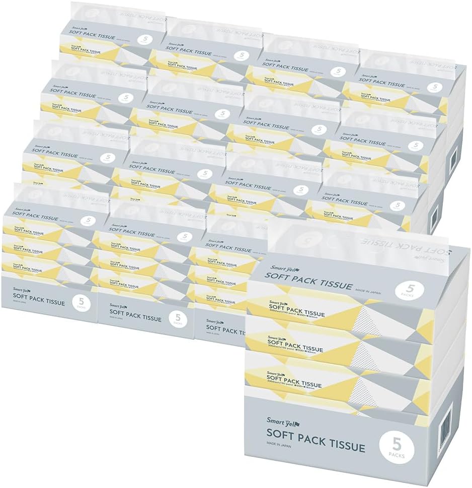 アイリスプラザ(IRIS PLAZA) 【20個セット】 ティッシュペーパー 300枚(150組)×100パック スマートエール ティッシュ 日本製 蛍光染料 不使用 パルプ 100%