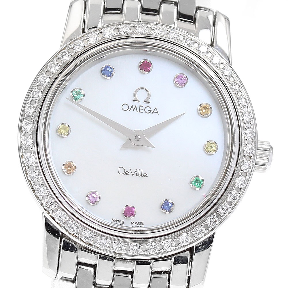 オメガ OMEGA 4577.77 デビル ダイヤベゼル 12Pダイヤ クォーツ レディース _660808【中古】