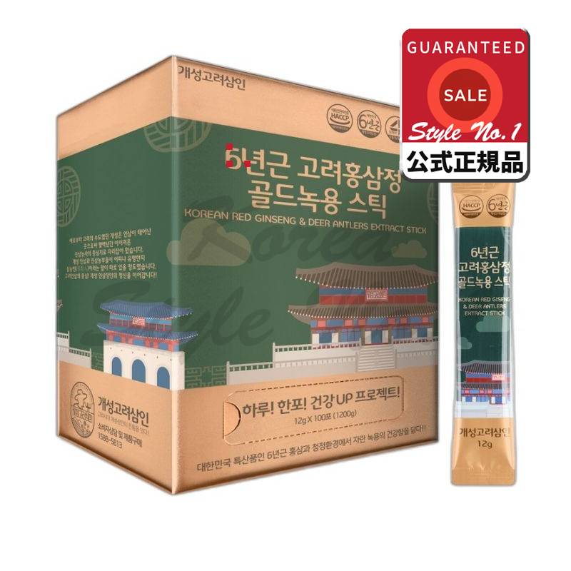 個性高麗三人6年根高麗紅参精ゴールド緑用スティック100p 1.2kg