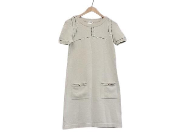 ワンピース ココマーク カシミヤ100％ P36503 半袖 ニット アイボリー系 ブランド 上品 おしゃれ かわいい 高級 高品質 フェミニン フォーマル カジュアル【本物保証】