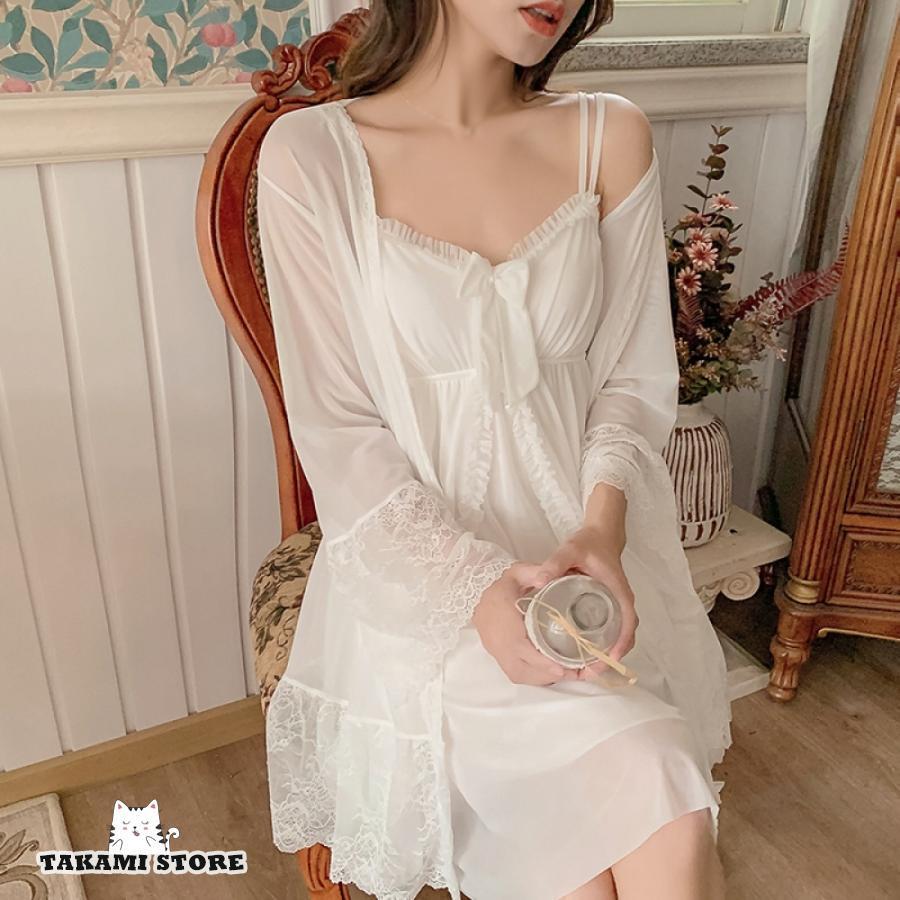 明日まで値下げ ネグリジェ パジャマ レディース 春夏 ネグリジェ リボン レース ロング丈 キャミワンピース 姫系 ルームウェア 女性 かわいい 部屋着 寝巻きネグリジェ パジャマ レディース