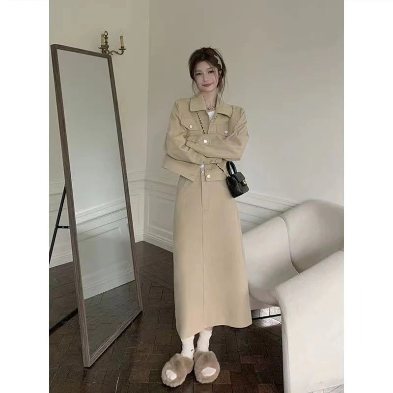 セットアップ2025作スーツレディースファッションショート丈デニムジャケット+スカートの2点セット