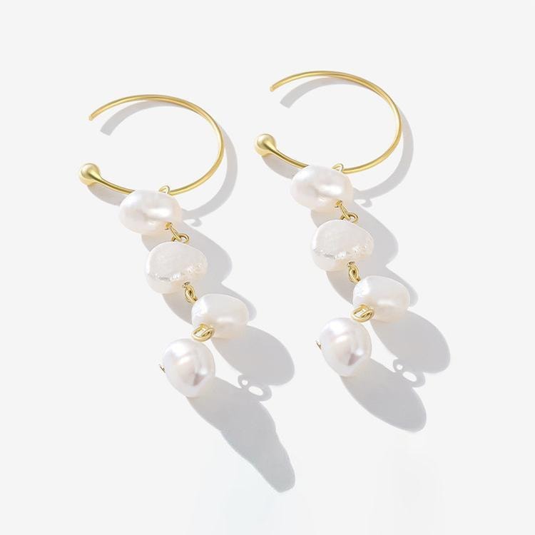 フックピアス レディース バロックパール ゆれる 特別 リング カーブ 不規則 オシャレ カジュアル シルバー ゴールド 人気 母の日ギフト ギフト お祝い