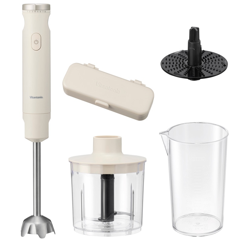 Vitantonio ビタントニオ ハンドブレンダー VHB-30 離乳食対応 多機能アタッチメント付き アイボリー