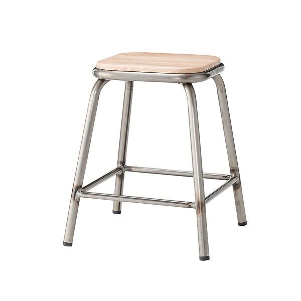 天然木天板スツール/腰掛け椅子 シルバー スチール脚 木製 アッシュ PC-66SV インテリア家具 ディスプレイ用品 什器