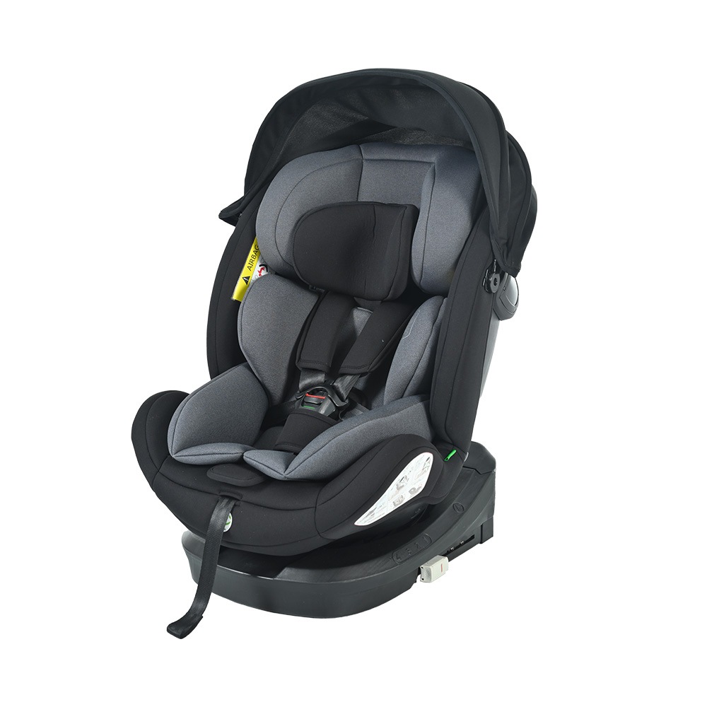 【トップテザー】チャイルドシート 新生児 ISOFIX 0歳～12歳 360度回転式 40～150cm ジュニアシート 調節可能 洗える 超広いキャノピー付き ベビーシート 出産祝い 車ブラック+ダー