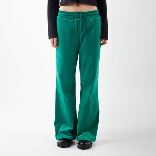 スパンコーデュロイブーツカットバンディングパンツグリーン