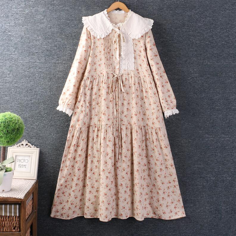 ワンピース 花柄ワンピース チュニック レディース ロングワンピース リネンワンピース 長袖 ロングワンピ 綿麻 リネン コットン 綿麻ワンピース