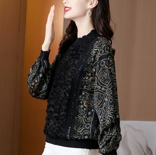 トップス カットソー 袖あり 長袖 襟付き ハイネック デザイン 美ライン ニュアンス レース フリル レイヤード カラバリ かわいい 大人可愛い きれいめ シンプル カジュアル 大人 上品 おしゃれ