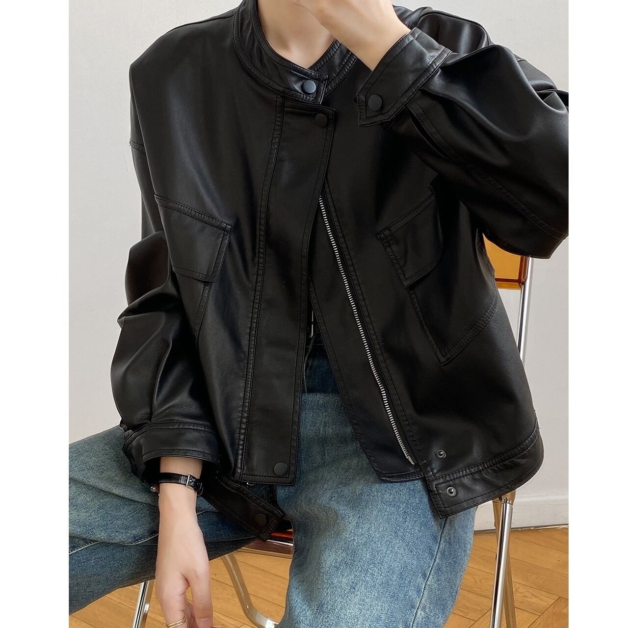 Fake Leather Riders Jacket E3131
