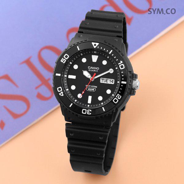 MRW-230H-1E1 ダイバールック 回転ベゼル デイデイト スポーティ メンズ ウレタン 時計 d