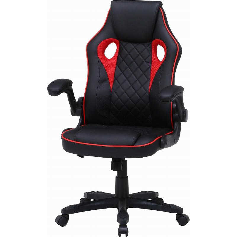 不二貿易　ゲーミングチェア [W655xD630xH1030~1110mm] シグナル ブラック/レッド　15506 8,971円