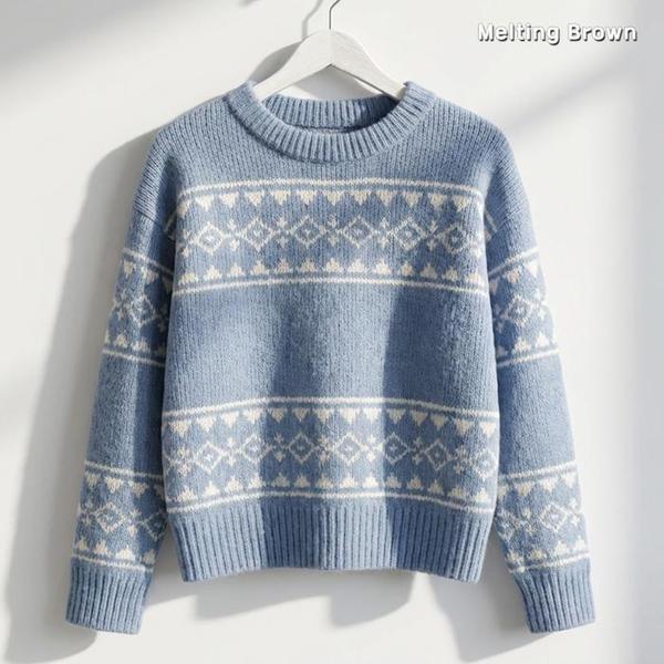 女性ルーズフィットジャカード冬ニット PR26