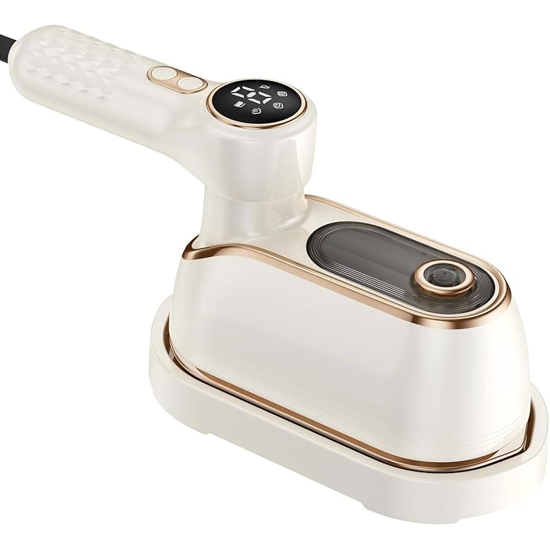 即納：コンパクト スチームアイロン ハンディタイプ 10秒速熱 折り畳み式 180回転ハンドル 衣類のシワ伸ばし 除菌 脱臭可能 LEDディスプレイ 軽量 家庭用 旅行用 携帯に便利