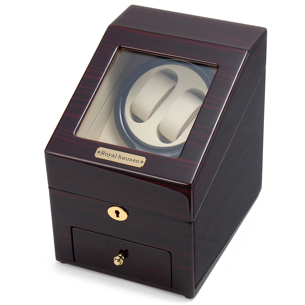 ロイヤルハウゼン 【国内正規品】時計収納ケース付き高級ワインダー　木製　2本巻3本収納（ワインレッド） GC03-S66EW