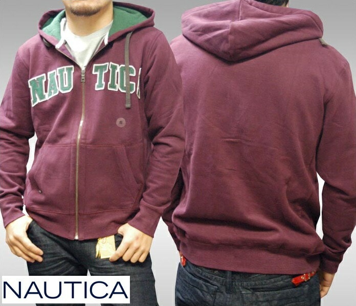 セール ノーティカ メンズ パーカー バーガンディー NAUTICA ノーチカ フーディー ジップパーカー インポート ブランド SURF サーフィン サーフ スポーツ ヴィンテージ アメリカン