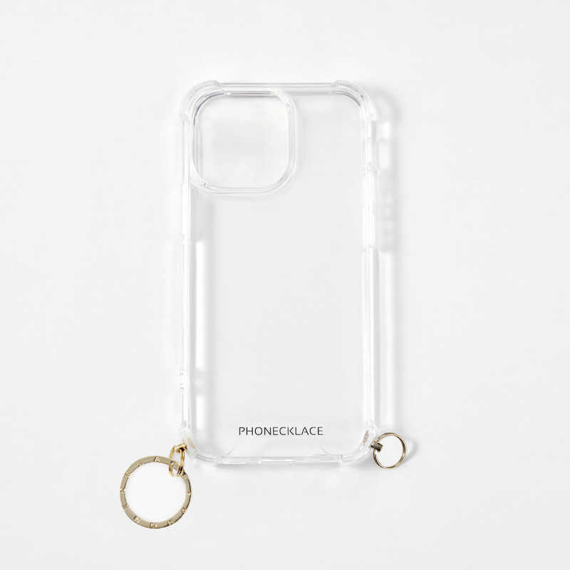 ROA　iPhone15 6.1インチ チェーンショルダーストラップ付キクリアケース PHONECKLACE ゴールド　PN25575i15PR
