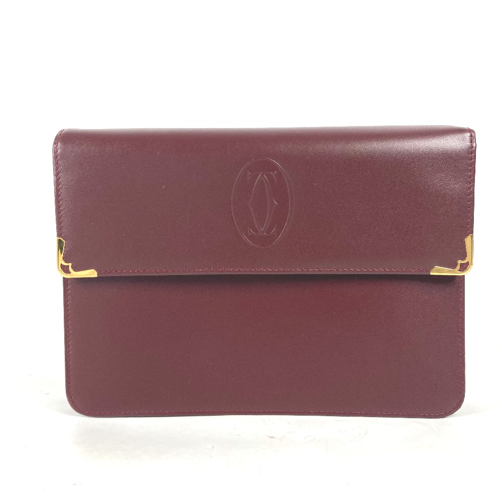 クラッチバッグ マストライン ロゴ カバン セカンドバッグ フラップ レザー ボルドー