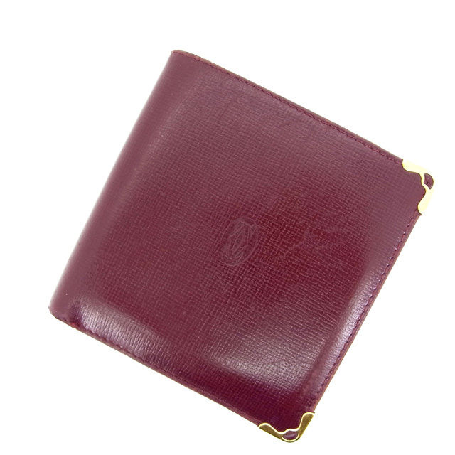二つ折り財布 マストライン ボルドー 中古