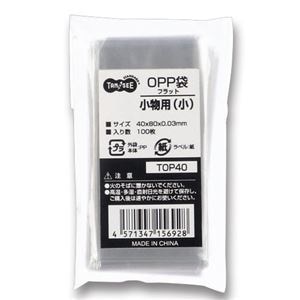 （まとめ） TANOSEE OPP袋 フラット 小物用（小） 4080mm 1パック（100枚） 40セット