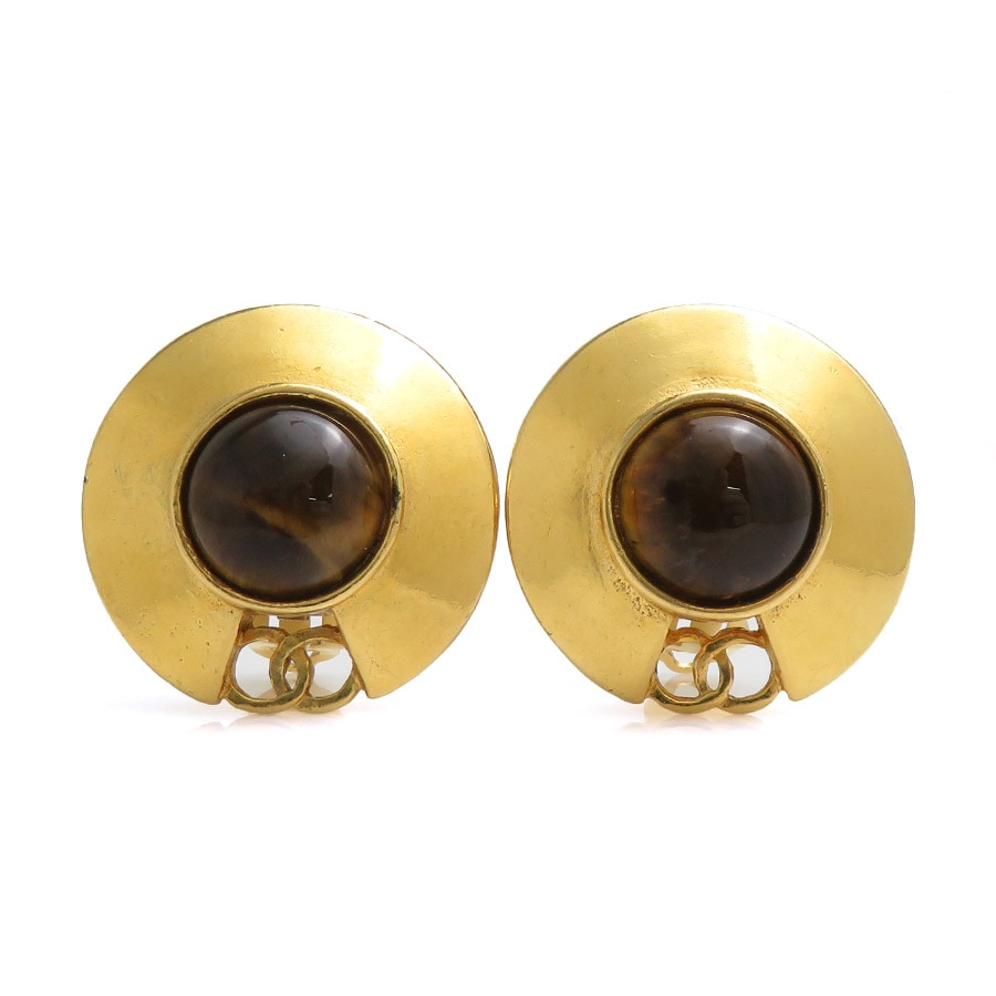 シャネル CHANEL イヤリング ココマーク メタル/ストーン ゴールド/ブラウン レディース e60308a