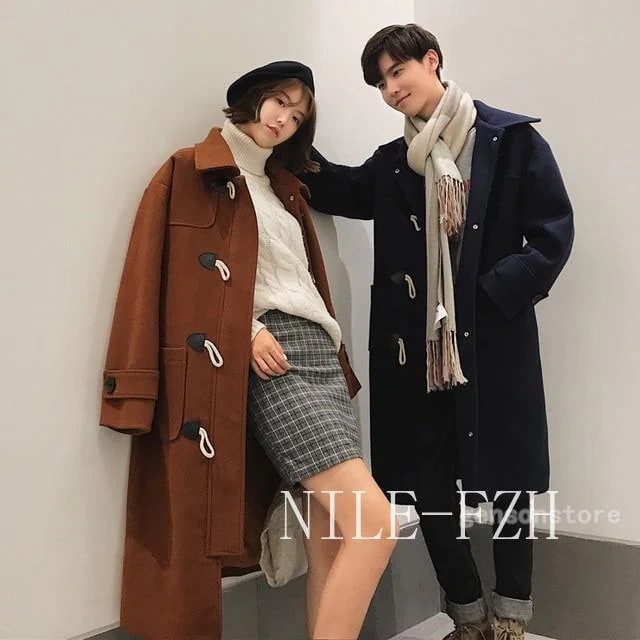 【幸運】ダッフルコート カップルお揃い メンズ レディース ステンカラー ロングコート 大きいサイズ アウター 韓国ファッション ラシャコート 牛角ボタン 通勤 通学