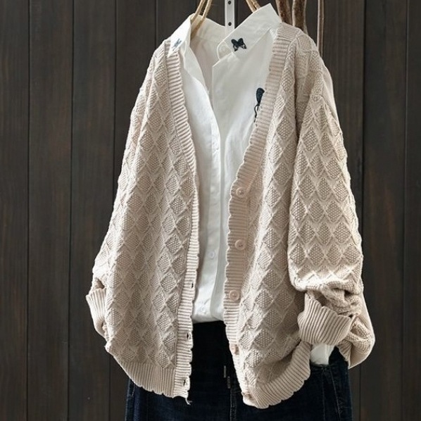 【早い者勝ち】 ファッション ボタン 無地 シンプル 長袖 Vネック カーディガン