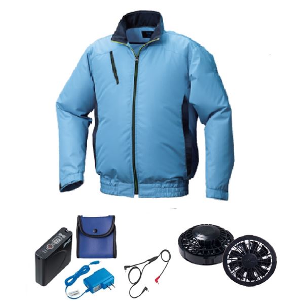 KU92010空調服 ポリ カジュアル FAN2200B/LISUPER1 ライト青xダーク紺 3L