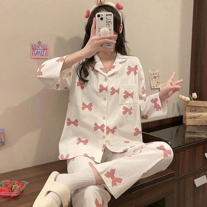 パジャマ カップ付きインナー ファッションルームウェア おしゃれ 長袖 ルームウェア レディース ニット キュート 5,365円