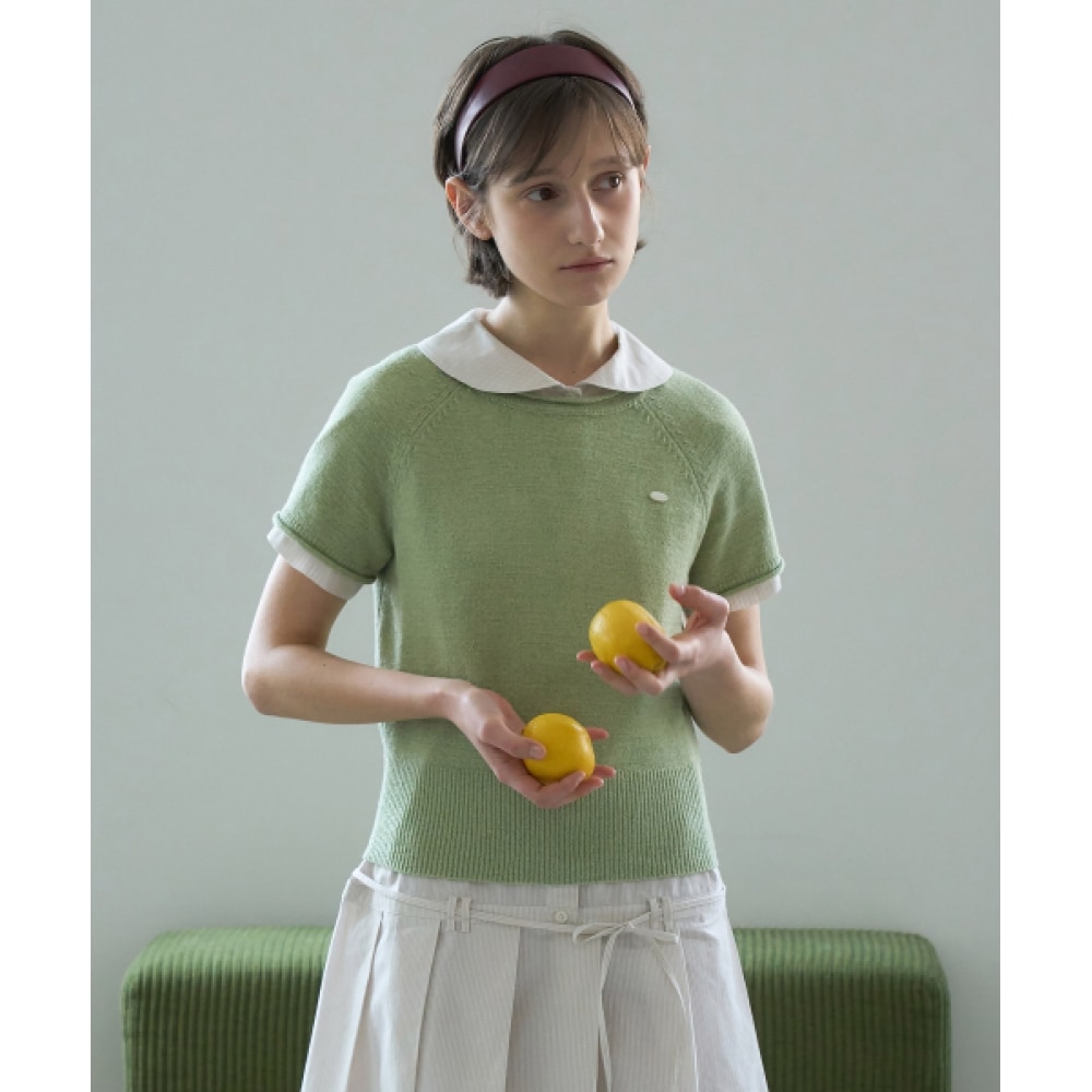 COVERNAT WOMAN ウィメンズブークレラグランハーフニットLime