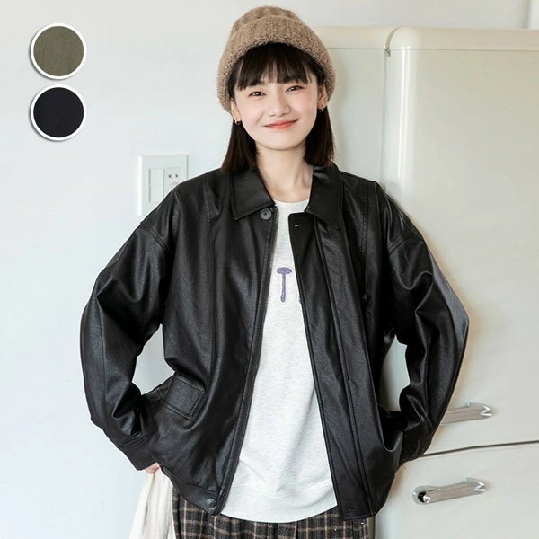 レザージャケット オバーサイズ カジュアル 合革 レディース PU フェイクレザー スプリングコート 折り襟 シングル 大きいサイズ 春秋 防風 防寒 保温 撥水 通勤 アウトドア アウター