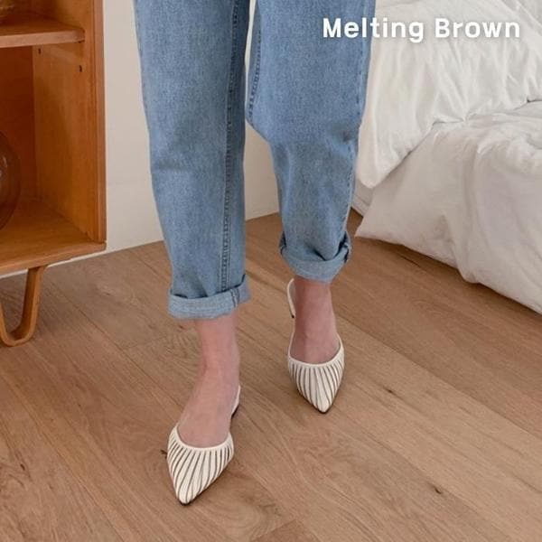 カジュアル ポインテッドトゥ スリングバック ローヒール 3カラー