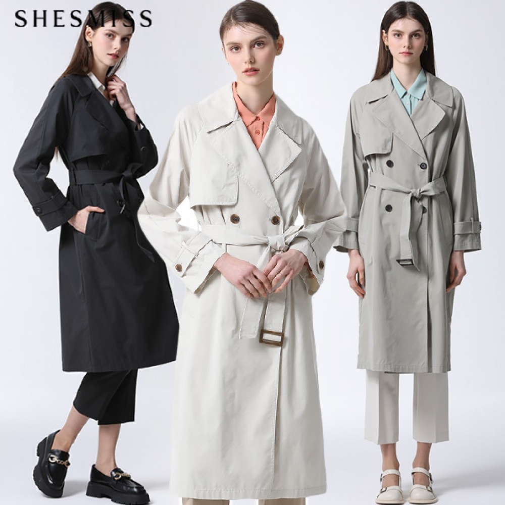 (Shes Miss) ワイドカラーベルト付きトレンチコート (価格:398,000ウォン)