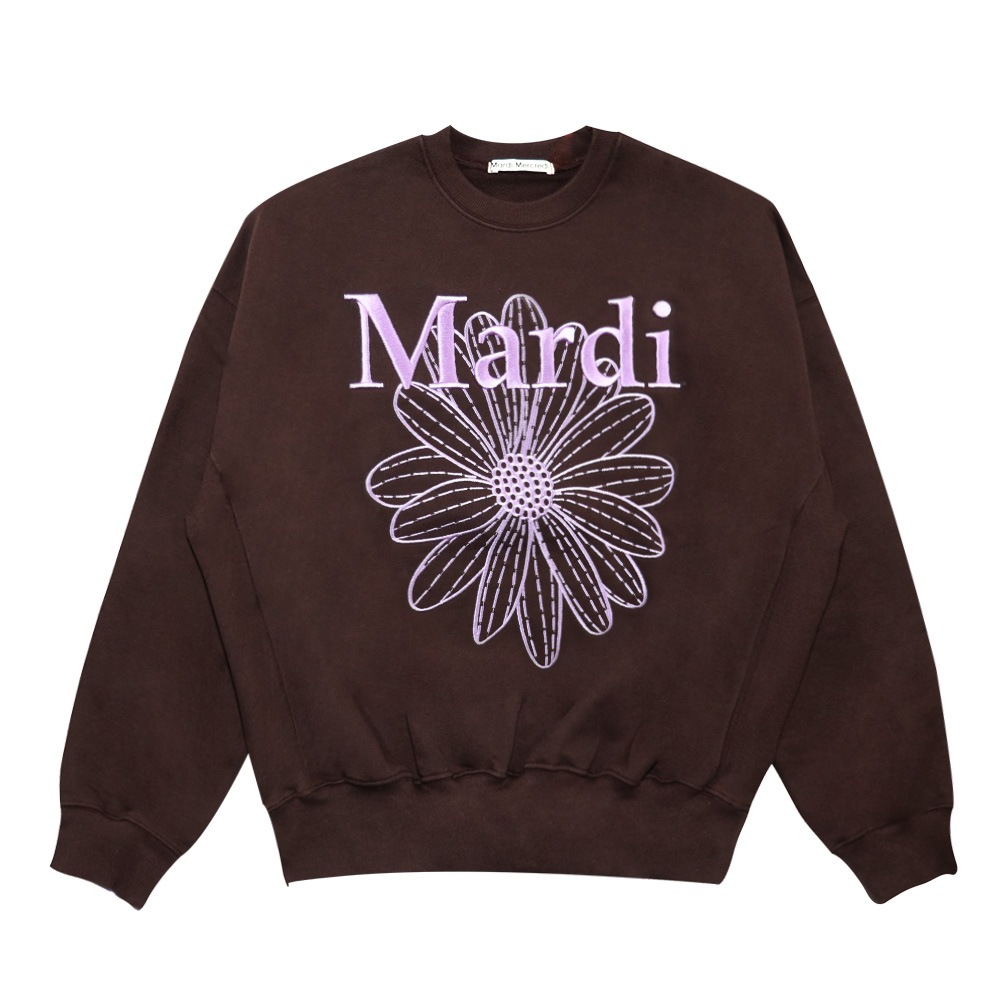 FLOWERMARDI NEEDLEWORK BROWN LAVENDER 長袖 レディース 韓国 ファッション アパレル 刺繍 ロゴ