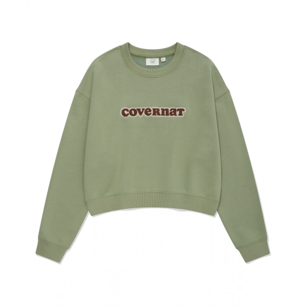 COVERNAT 女性用クーパーロゴスウェットシャツセージグリーン