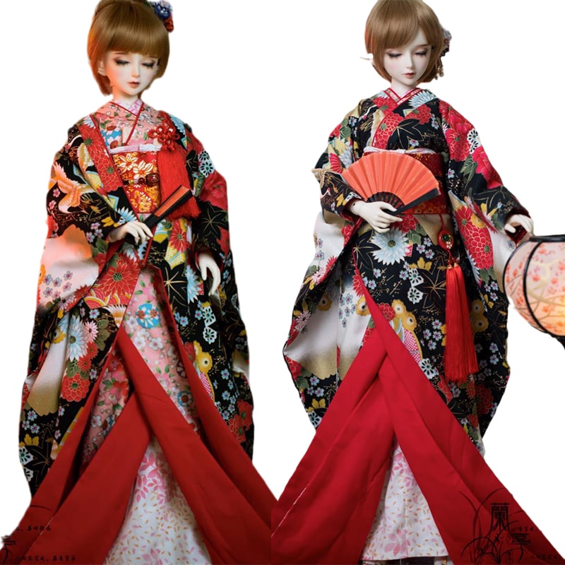 BJD 1/6 1/4 1/3 1/2 ドール服 着物セット 和風振袖 花魁 『流芳』 YOSD/MSD/SD/SD17/70cm/80cmサイズ球体関節人形用衣装セット