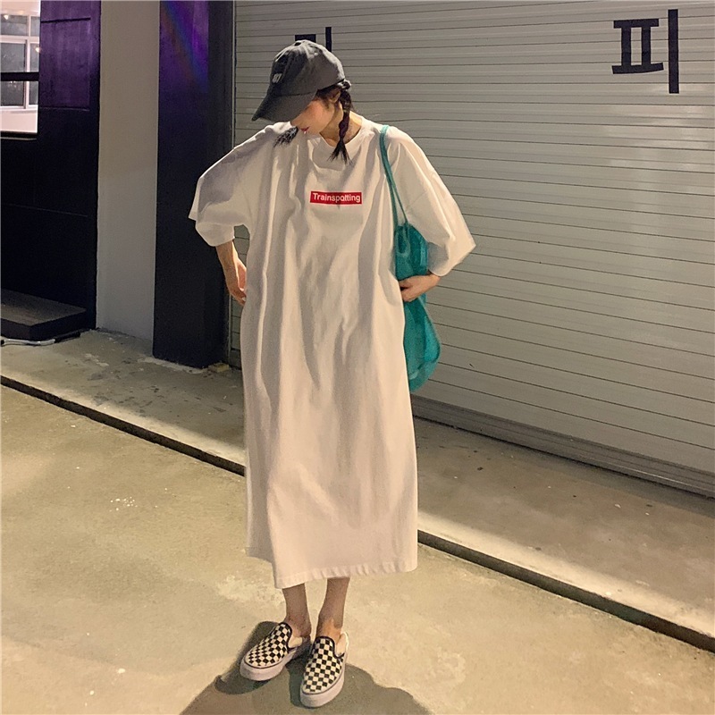 2色 ワンピース 半袖 春夏 カジュアル ロング Tシャツワンピ シャツワンピース ミモレ ミモレ丈 ロング ロング丈 7分丈 ミディアム丈 ミドル丈 レギュラー丈 五分袖 Uネック ラウンドネック