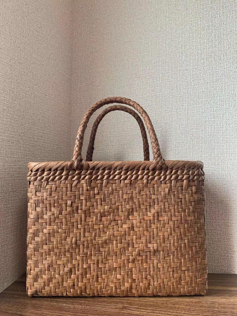 山葡萄 山葡萄かごバッグ 手作り 籠バッグ 網代編み 内布あり 和服バッグ ゆかたバッグ レディースバッグ Lサイズ (約)幅34本体高さ25マチ14cm