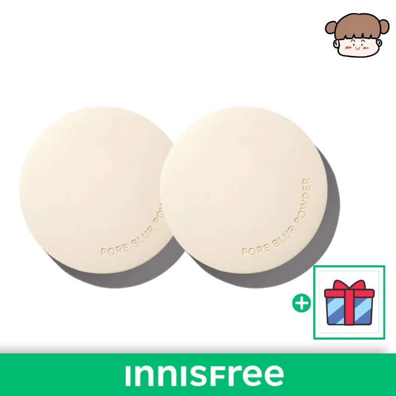 【1＋1／毛穴 カバー】 innisfree ポアブラーパウダー ２個／透明感 仕上げ パウダー 毛穴ぼかし テカリ防止 サラサラ 肌 崩れ防止 メイク 仕上げ お直し パウダー 敏感肌対応